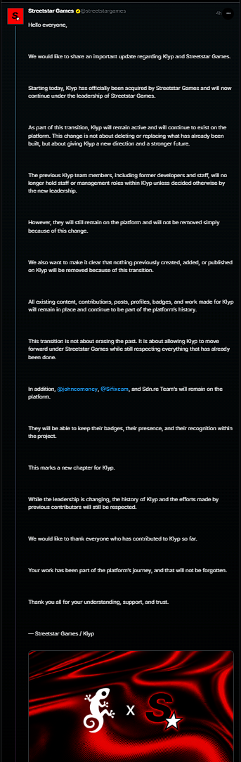 Streetstar Games announces the Klyp acquisition