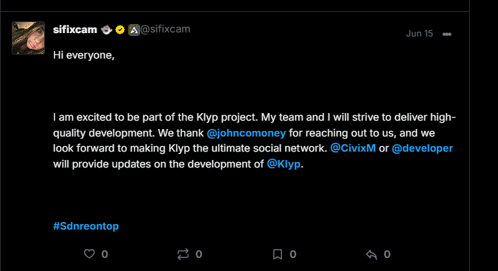 Sifixcam confirms development support for Klyp